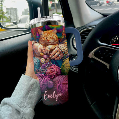 Shineful Tumbler Personalized Crochet Cozy Yarn Kitten