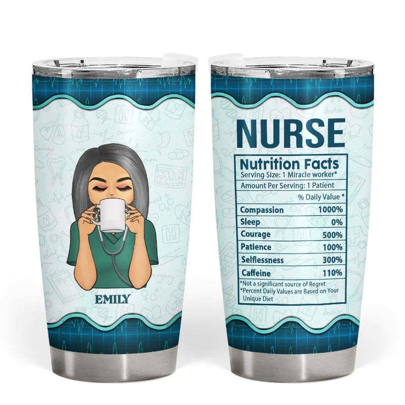 Shineful Tumbler 20 Oz Nurse Nutrition Fact Personalized