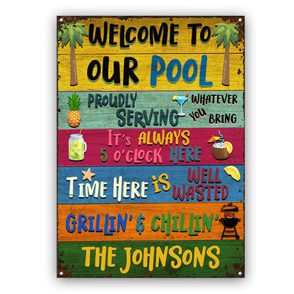 Shineful Swimming Welcome To Our Pool - Personalized 2D Flat Print Metal Signs