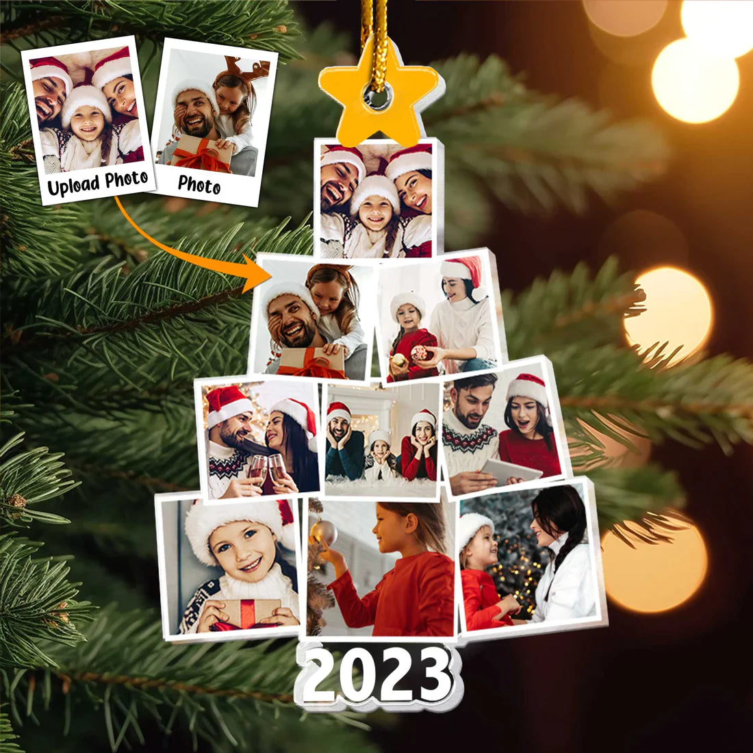 Photo Family Tree Christmas - Personalized Acrylic Ornament