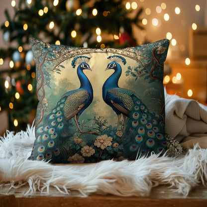 Shineful 2D Print Cushion Cover, Pillowcase, Pillows Covers - Twin Peacocks in Harmony with Nature