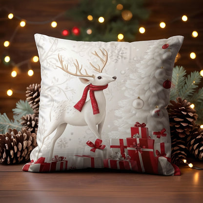 Shineful 2D Print Cushion Cover, Pillowcase, Pillows Covers - A winter wonderland of elegance and charm, starring our graceful white deer.