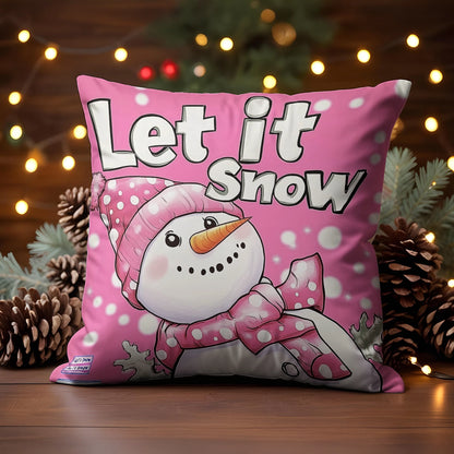 Shineful 2D Print Cushion Cover, Pillowcase, Pillows Covers - Winter Fun with a Pink Twist!