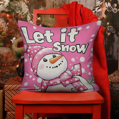 Shineful 2D Print Cushion Cover, Pillowcase, Pillows Covers - Winter Fun with a Pink Twist!