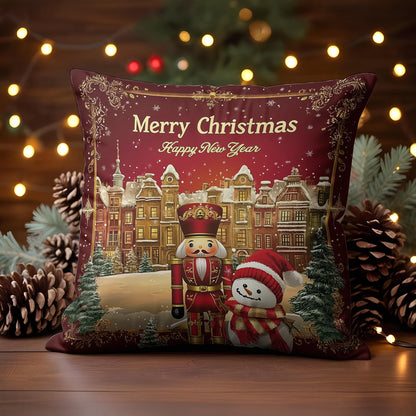 Shineful 2D Print Cushion Cover, Pillowcase, Pillows Covers - Ornate Holiday Greetings - Merry Christmas and Happy New Year