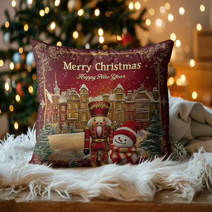 Shineful 2D Print Cushion Cover, Pillowcase, Pillows Covers - Ornate Holiday Greetings - Merry Christmas and Happy New Year