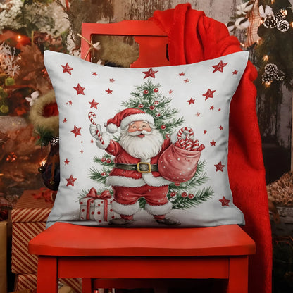 Shineful 2D Print Cushion Cover, Pillowcase, Pillows Covers - Jolly Santa, Candy Canes, and Christmas Magic