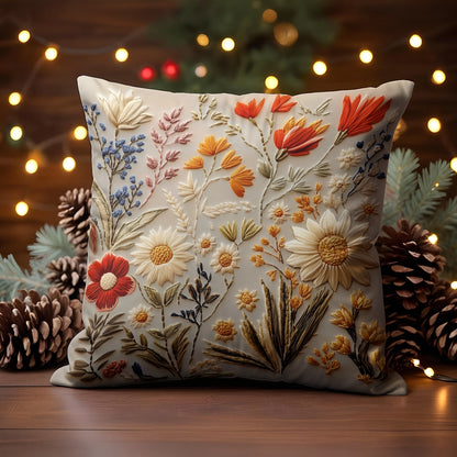 Shineful 2D Print Cushion Cover, Pillowcase, Pillows Covers - Embroidery flowers and plants