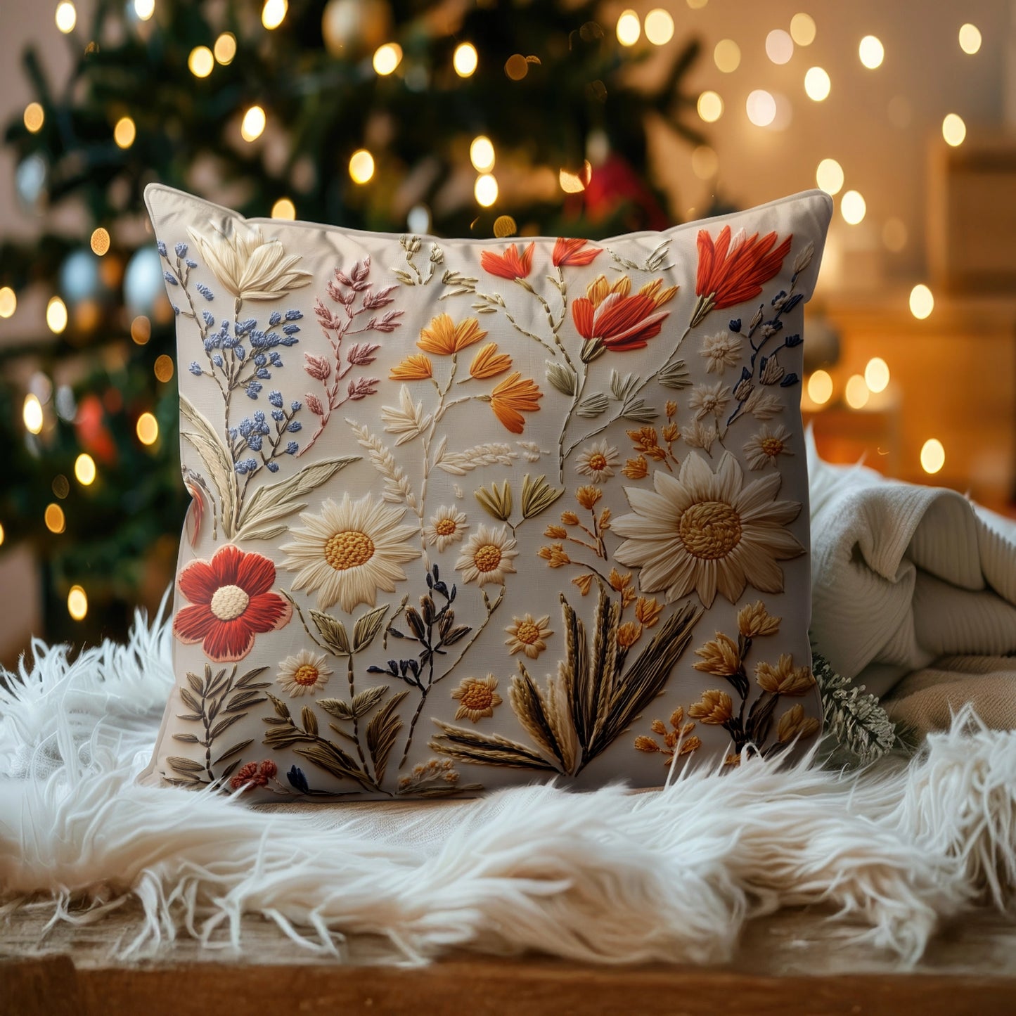 Shineful 2D Print Cushion Cover, Pillowcase, Pillows Covers - Embroidery flowers and plants