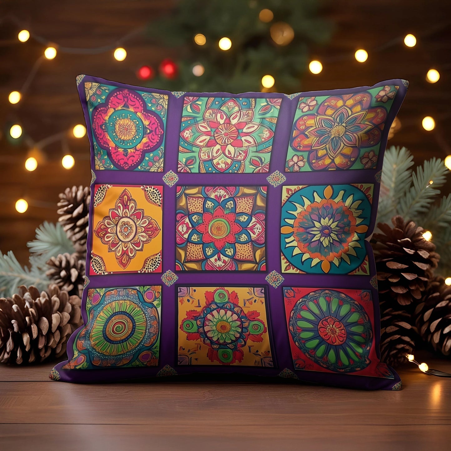 Shineful 2D Print Cushion Cover, Pillowcase, Pillows Covers - Vibrant colorful geometric shapes