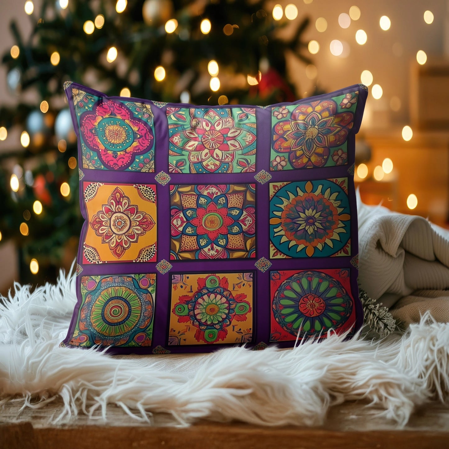 Shineful 2D Print Cushion Cover, Pillowcase, Pillows Covers - Vibrant colorful geometric shapes