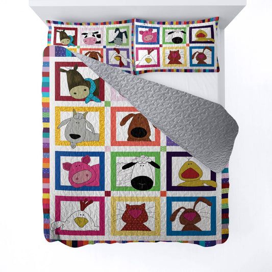 Shineful All Season Quilt 3-Piece Set Playful Farmyard