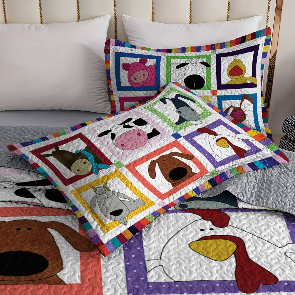 Shineful All Season Quilt 3-Piece Set Playful Farmyard