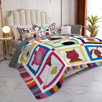 Shineful All Season Quilt 3-Piece Set Playful Farmyard