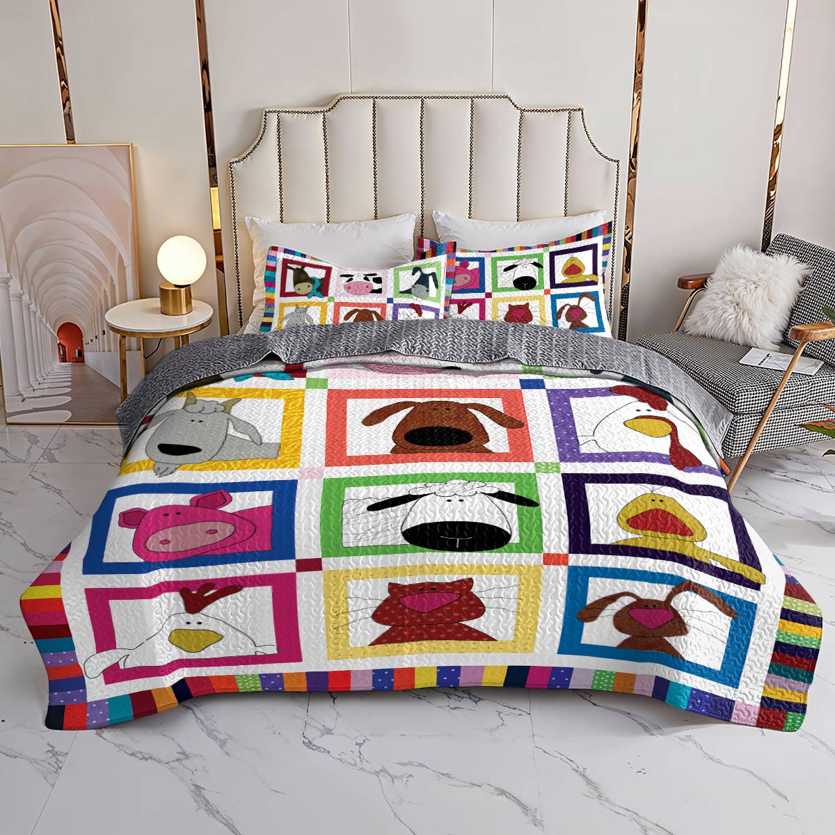 Shineful All Season Quilt 3-Piece Set Playful Farmyard