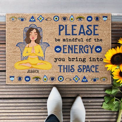 Shineful Doormat Please Be Mindful Of The Energy You Bring Into This Space Personalized Door Mat