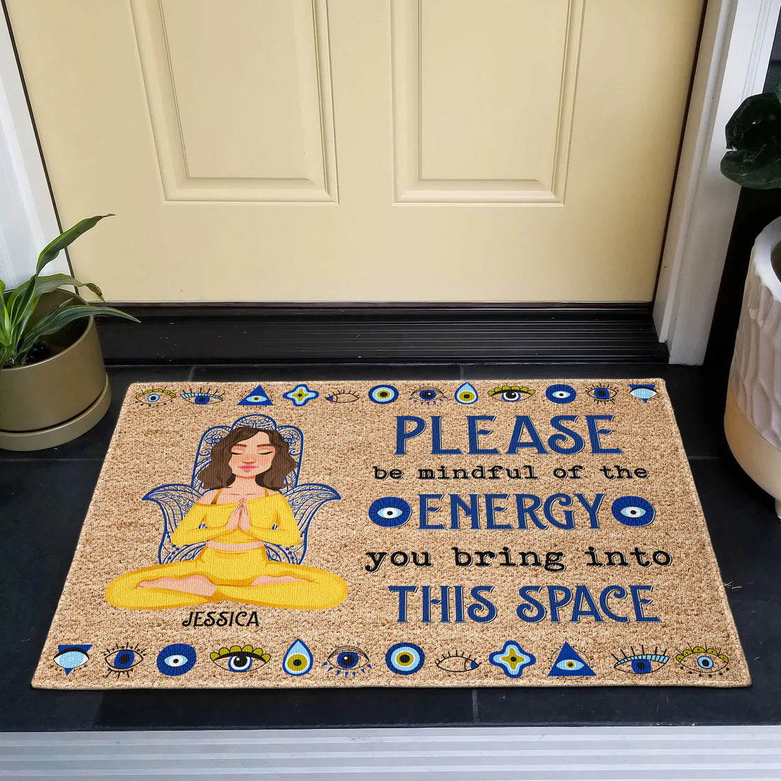 Shineful Doormat Please Be Mindful Of The Energy You Bring Into This Space Personalized Door Mat