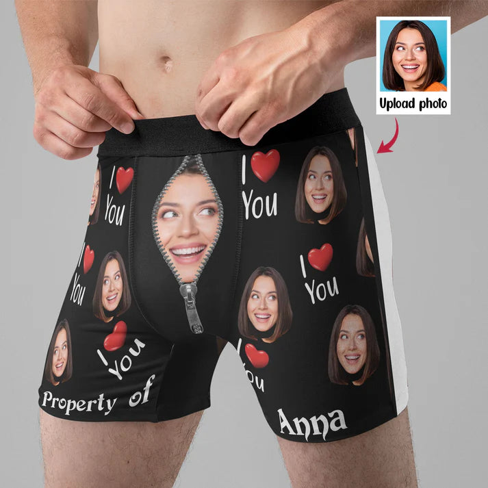 Shineful Men's Boxer Briefs Property Of Girlfriends Personalized Photo Men's Boxer Briefs