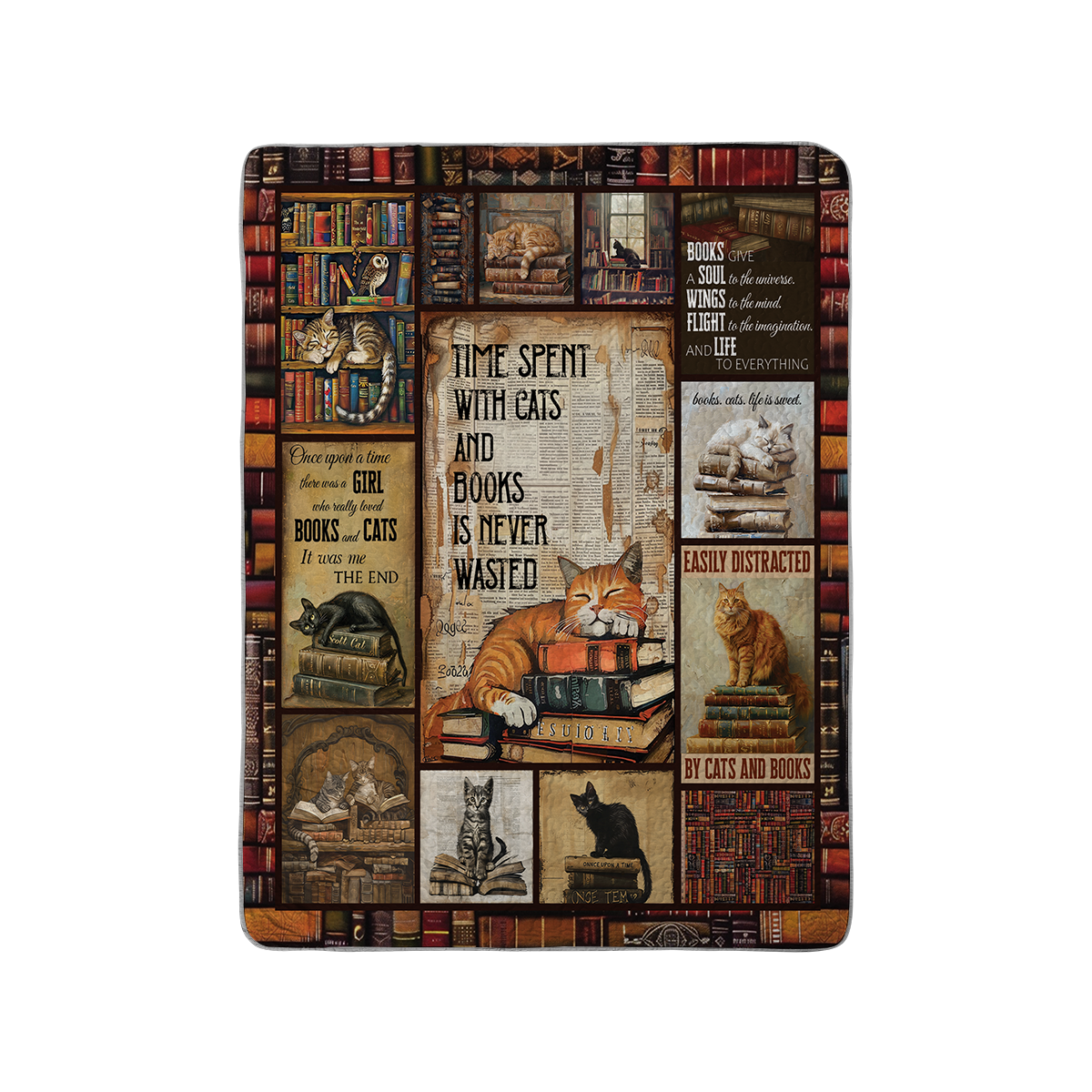 Shineful All Season Quilt 3-Piece Set Purrfectly Literary Bookish Cat