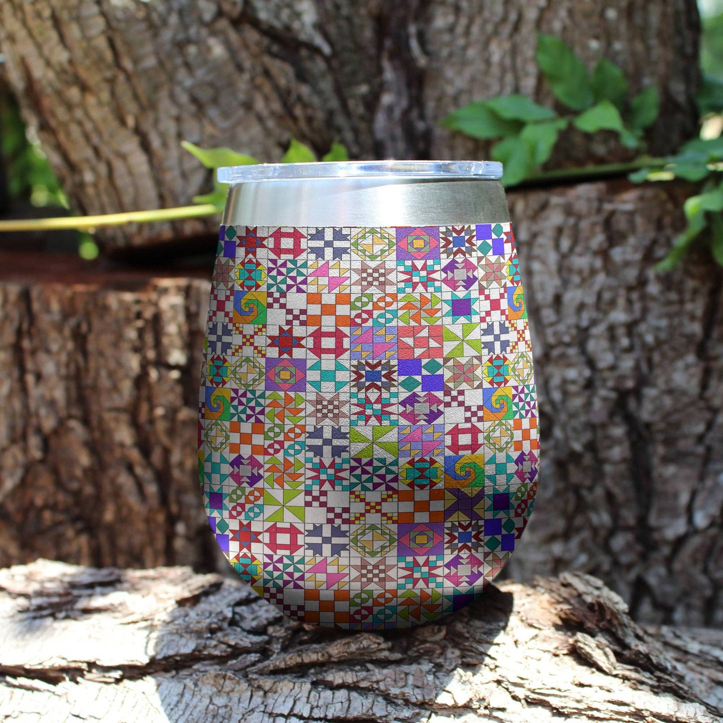 Quilting 12 Oz Shineful™ Wine Tumbler Colorful Tl10 12Oz