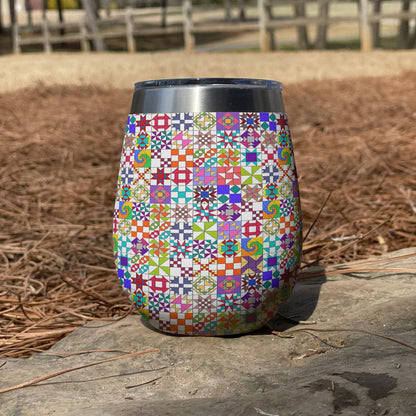 Quilting 12 Oz Shineful™ Wine Tumbler Colorful Tl10 12Oz