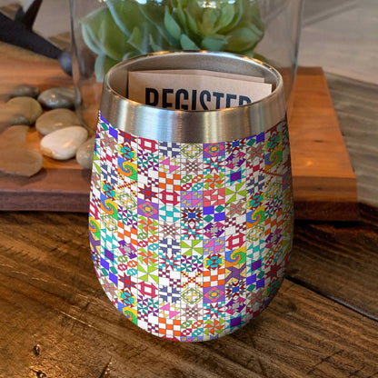 Quilting 12 Oz Shineful™ Wine Tumbler Colorful Tl10 12Oz