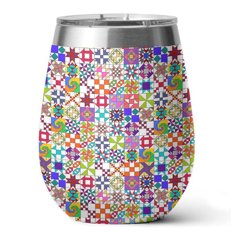 Quilting 12 Oz Shineful™ Wine Tumbler Colorful Tl10 12Oz