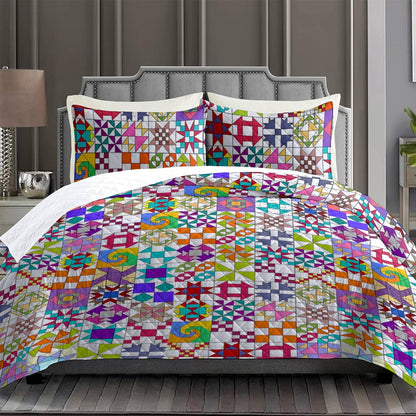 Shineful Quilt 3-Piece Set Colorful Quilting Blocks