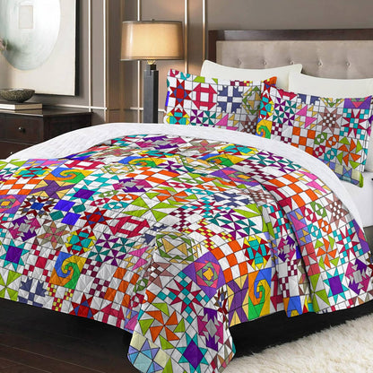 Shineful Quilt 3-Piece Set Colorful Quilting Blocks