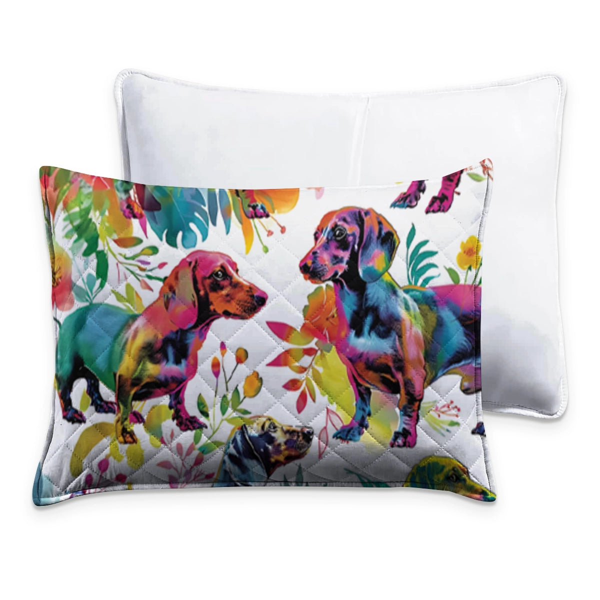 Shineful Quilt 3-Piece Set Vibrant Floral Dachshund