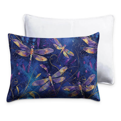 Shineful All Season Quilt 3-Piece Set Gentle Purple Dragonfly