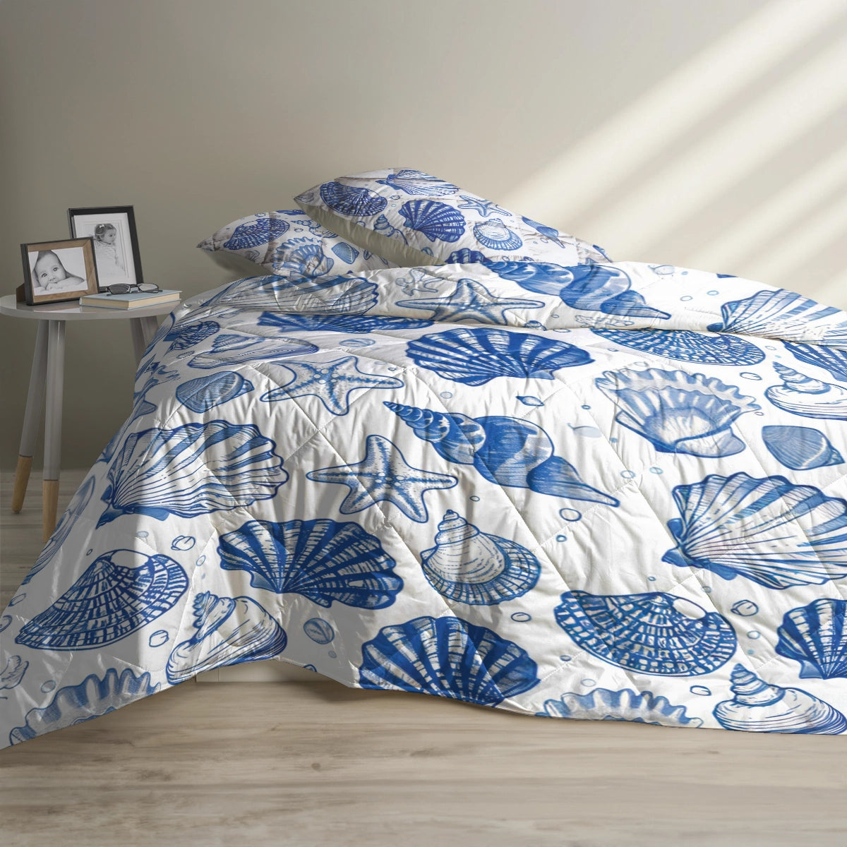 Shineful Quilt 3-Piece Set Blue Shell