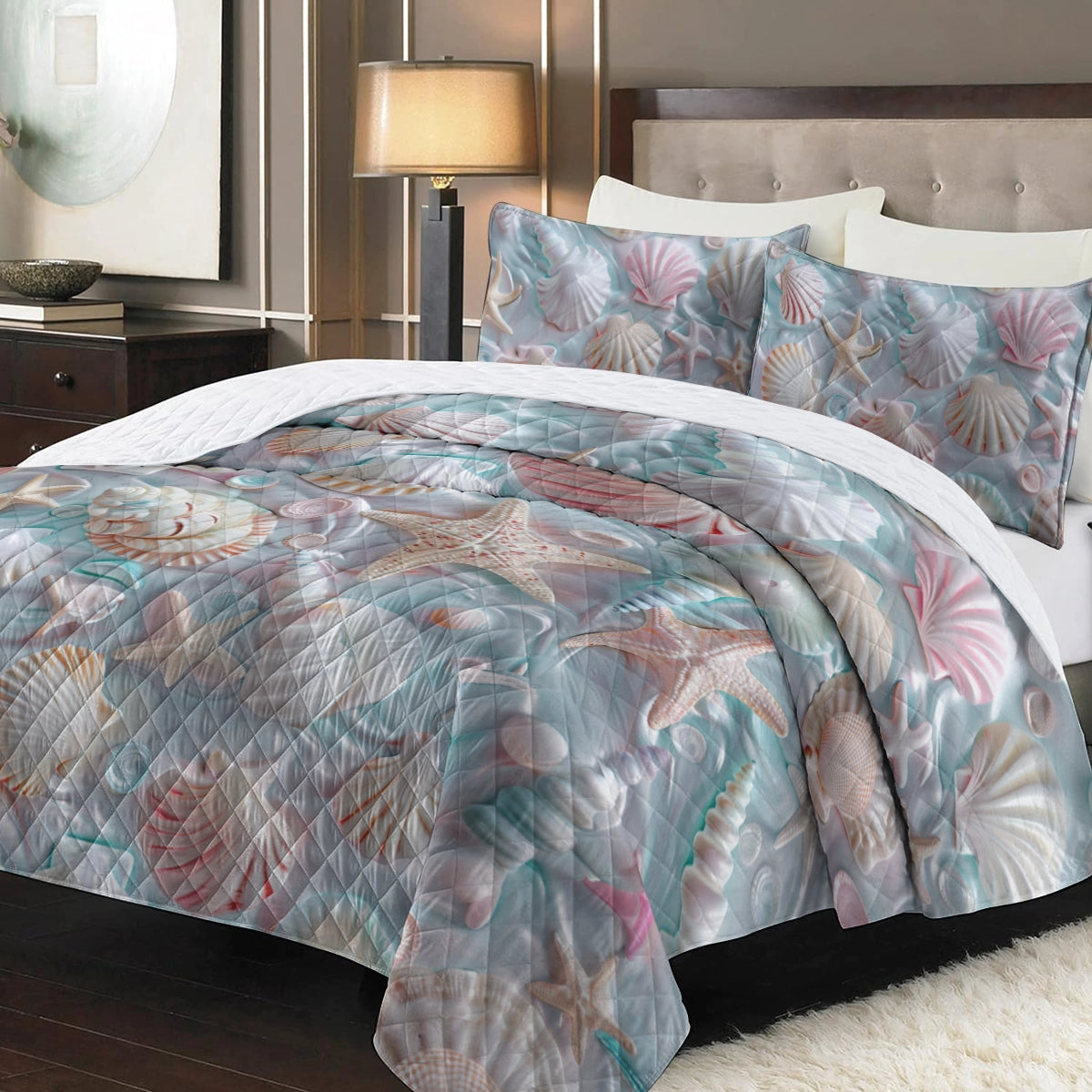 Shineful Quilt 3-Piece Set Shell Ocean Embrace