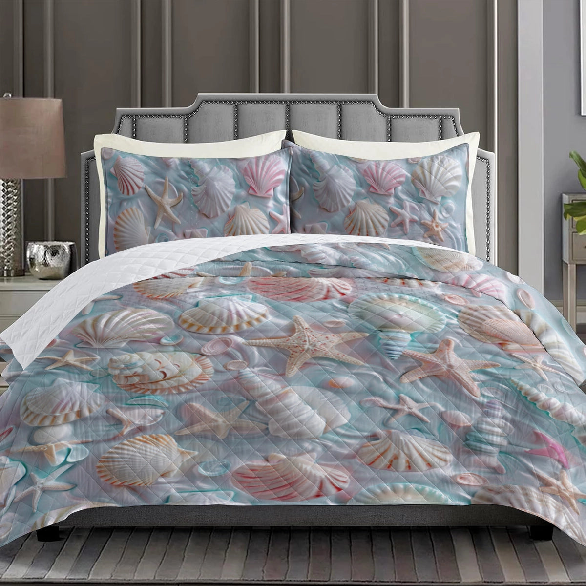 Shineful Quilt 3-Piece Set Shell Ocean Embrace