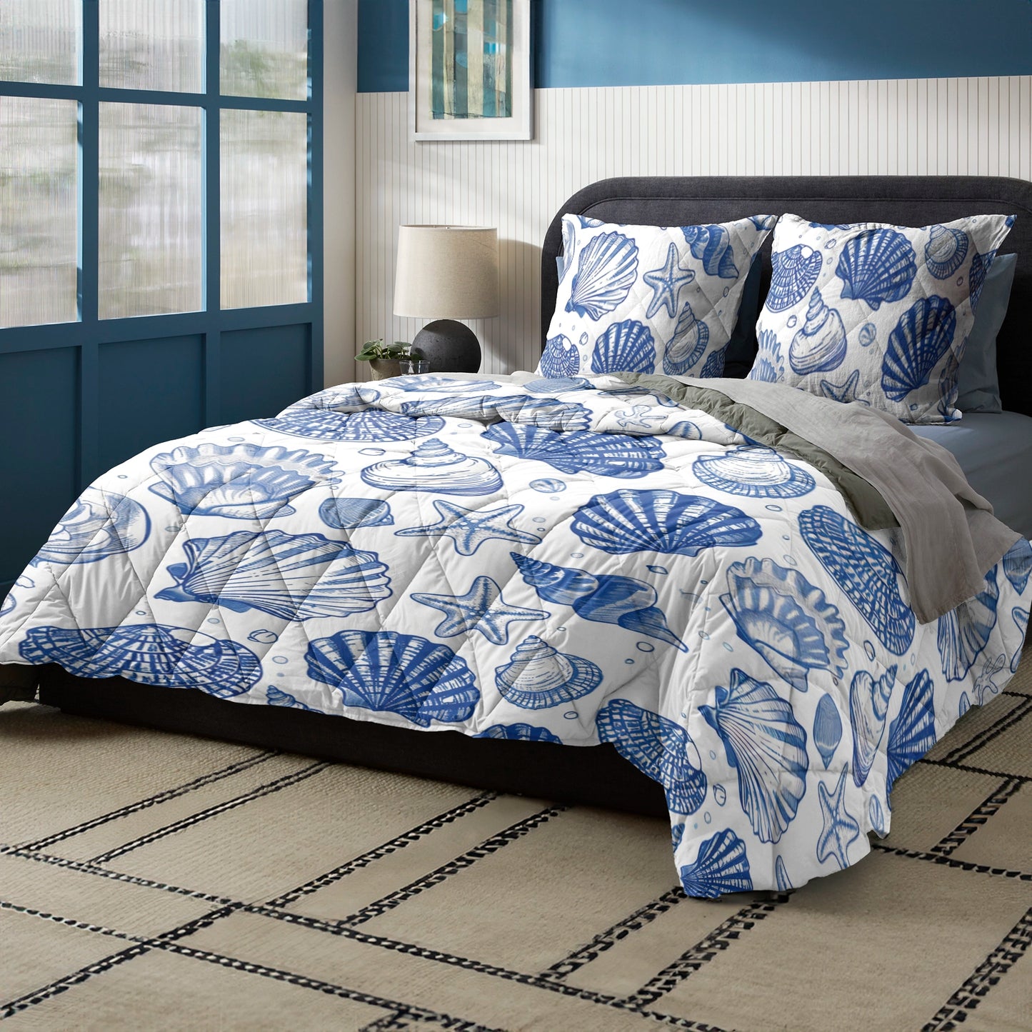 Shineful Quilt 3-Piece Set Blue Shell