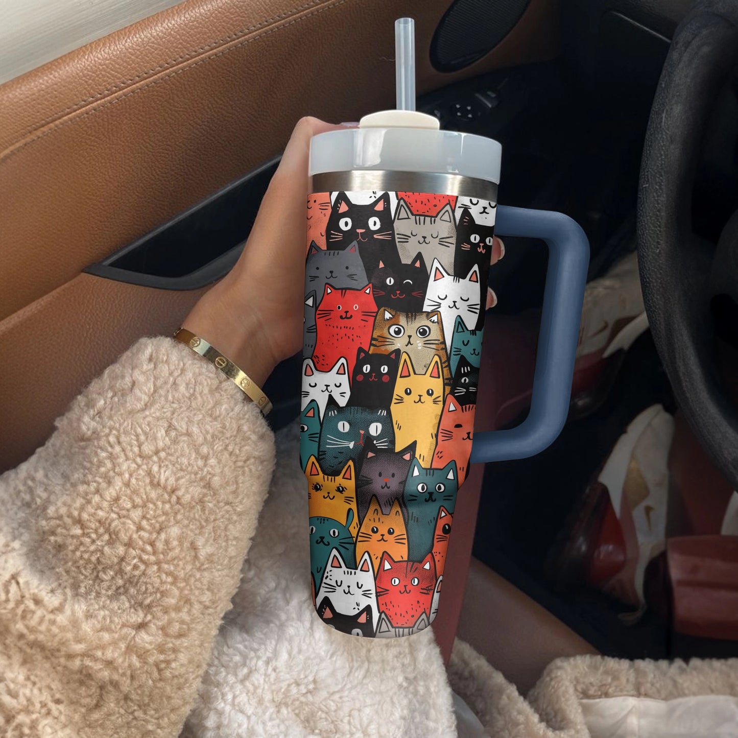 Shineful Tumbler Cute Cat Crowd