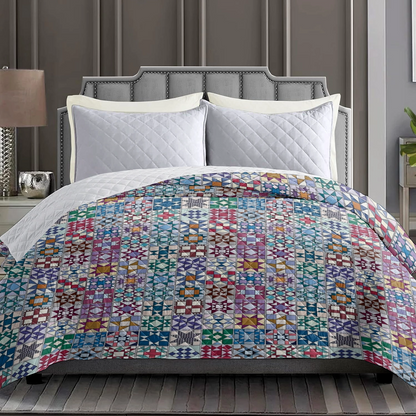 Shineful Flat Print Faux Quilt Blanket Quilting Blocks Pattern v2