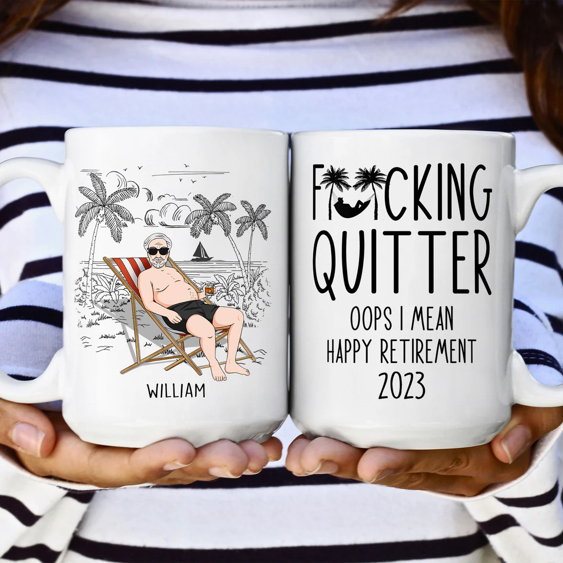 Shineful Quitter Oops Mean Happy Retirement - Personalisierte Tasse