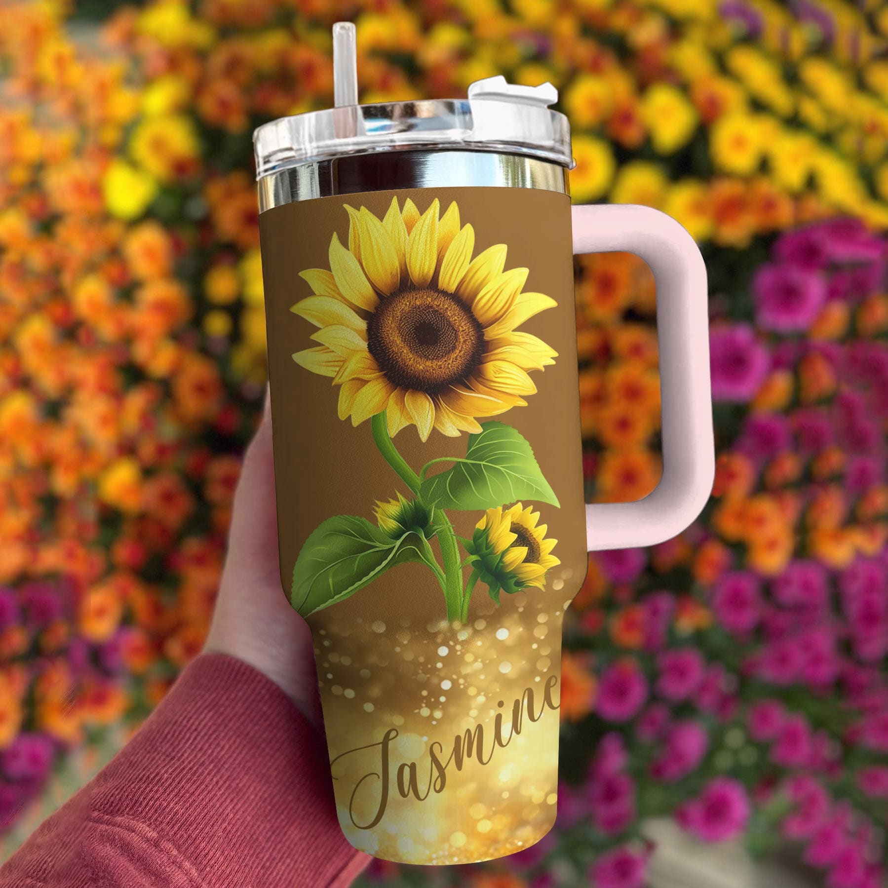 Sunflower Pesonalized 40 Oz Shineful™ Tumbler Proud Tl10 Pink 40Oz