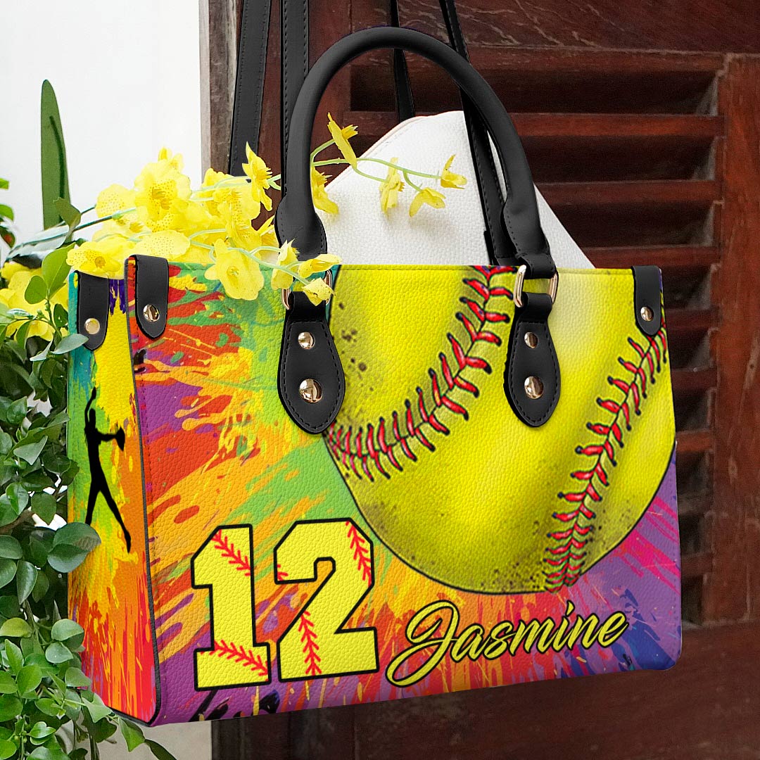 Shineful Personalized Leather Bag Softball Lovely