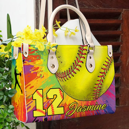 Shineful Personalized Leather Bag Softball Lovely