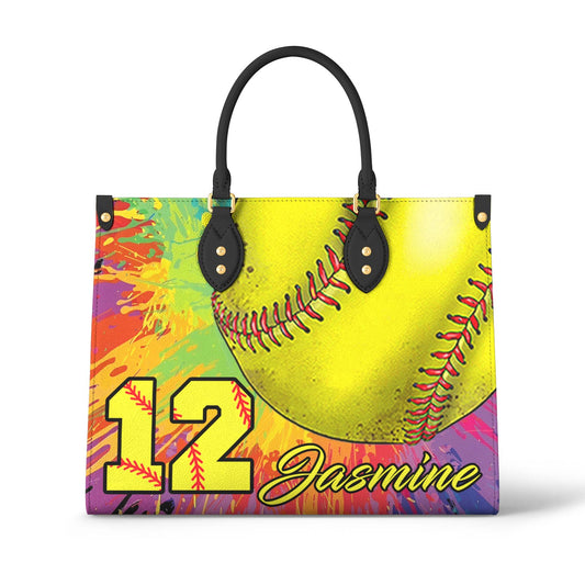 Shineful Personalized Leather Bag Softball Lovely