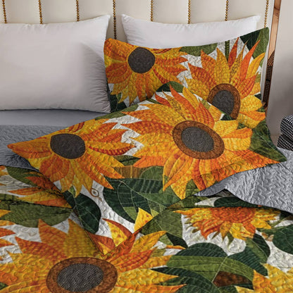 Shineful All Season Quilt 3-Piece Set Pretty Sunflowers