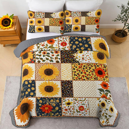 Shineful All Season Quilt 3-Piece Set Fall in Sunflowers