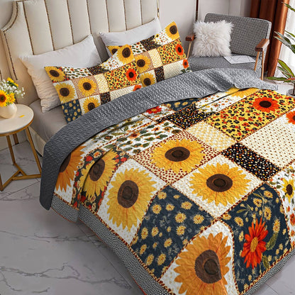 Shineful All Season Quilt 3-Piece Set Fall in Sunflowers