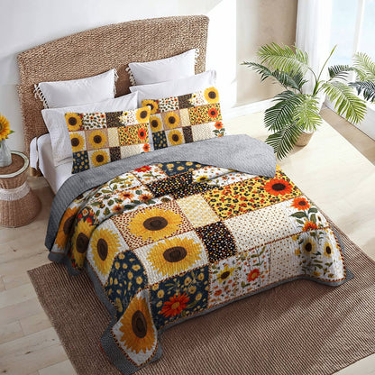 Shineful All Season Quilt 3-Piece Set Fall in Sunflowers