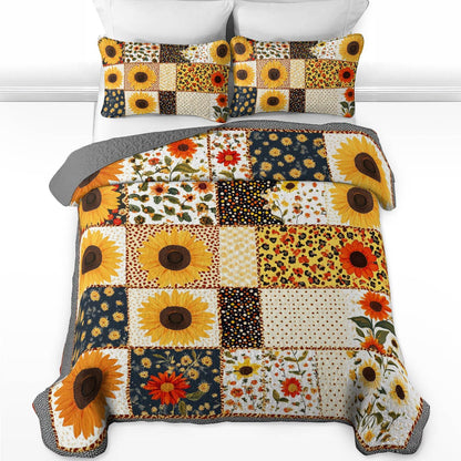 Shineful All Season Quilt 3-Piece Set Fall in Sunflowers