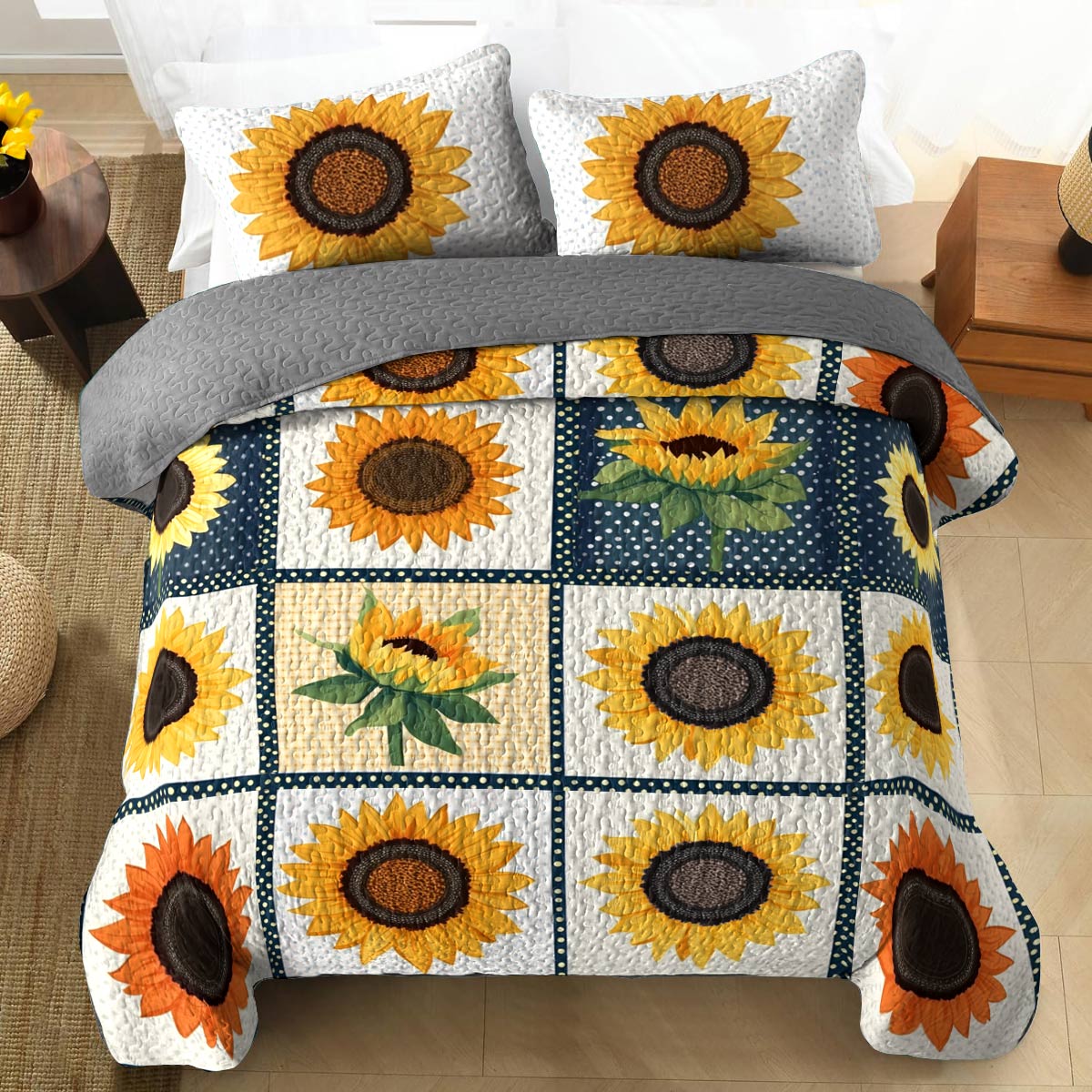 Shineful All Season Quilt 3-Piece Set Cute Sunshine