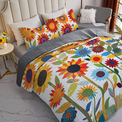 Shineful All Season Quilt 3-Piece Set Gorgeous Sunflower Garden