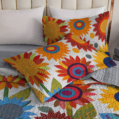 Shineful All Season Quilt 3-Piece Set Gorgeous Sunflower Garden